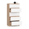 Cassettiera Moderna 60x40x120 Cm 5 Cassetti Bianco E Rovere Sonoma Artika