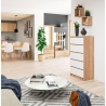 Cassettiera Moderna 60x40x120 Cm 5 Cassetti Bianco E Rovere Sonoma Artika