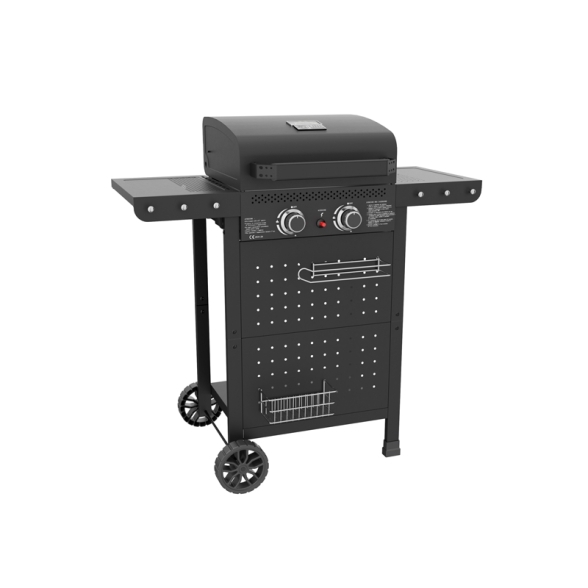 Barbecue A Gas E Pietra Lavica 2 Fuochi Ripiani Pieghevoli Hot 2 C-Line