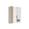Armadio 150x200h Cm 2 Ante Scorrevoli Con Specchio Bianco Listelli Rovere Bayadero
