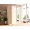 Armadio 150x200h Cm 2 Ante Scorrevoli Con Specchio Bianco Listelli Rovere Bayadero