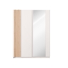 Armadio 150x200h Cm 2 Ante Scorrevoli Con Specchio Bianco Listelli Rovere Bayadero