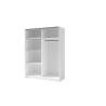 Armadio 150x200h Cm 2 Ante Scorrevoli Con Specchio Bianco Listelli Rovere Bayadero