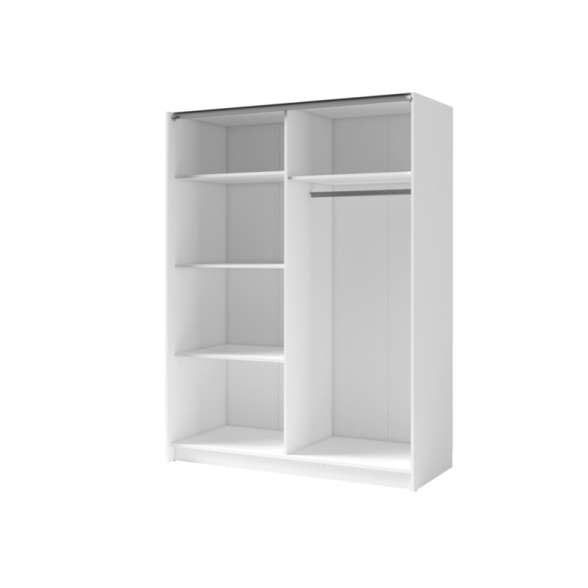 Armadio 150x200h Cm 2 Ante Scorrevoli Con Specchio Bianco Listelli Rovere Dalia