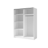 Armadio 150x200h Cm 2 Ante Scorrevoli Con Specchio Bianco Listelli Rovere Dalia