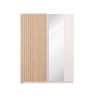 Armadio 150x200h Cm 2 Ante Scorrevoli Con Specchio Bianco Listelli Rovere Dalia
