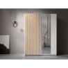Armadio 150x200h Cm 2 Ante Scorrevoli Con Specchio Bianco Listelli Rovere Dalia