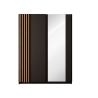 Armadio 150x200h Cm 2 Ante Scorrevoli Con Specchio Nero Listelli Rovere Bayadero