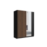 Armadio 150x200h Cm 2 Ante Scorrevoli Con Specchio Nero Listelli Rovere Dalia