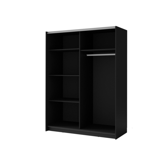 Armadio 150x200h Cm 2 Ante Scorrevoli Con Specchio Nero Listelli Rovere Dalia