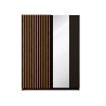 Armadio 150x200h Cm 2 Ante Scorrevoli Con Specchio Nero Listelli Rovere Dalia