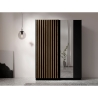 Armadio 150x200h Cm 2 Ante Scorrevoli Con Specchio Nero Listelli Rovere Dalia