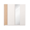 Armadio 200x200h Cm 2 Ante Scorrevoli Con Specchio Bianco Listelli Rovere Bayadero