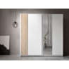 Armadio 200x200h Cm 2 Ante Scorrevoli Con Specchio Bianco Listelli Rovere Bayadero