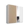 Armadio 200x200h Cm 2 Ante Scorrevoli Con Specchio Bianco Listelli Rovere Dalia