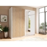 Armadio 200x200h Cm 2 Ante Scorrevoli Con Specchio Bianco Listelli Rovere Dalia