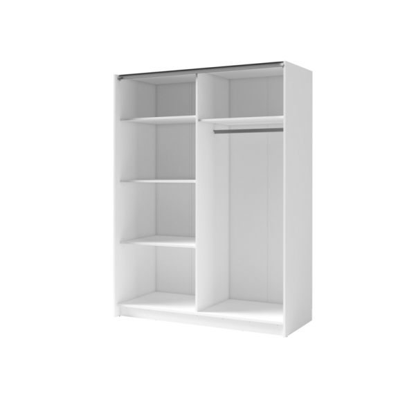 Armadio 200x200h Cm 2 Ante Scorrevoli Con Specchio Bianco Listelli Rovere Dalia
