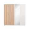 Armadio 200x200h Cm 2 Ante Scorrevoli Con Specchio Bianco Listelli Rovere Dalia