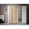 Armadio 200x200h Cm 2 Ante Scorrevoli Con Specchio Bianco Listelli Rovere Dalia