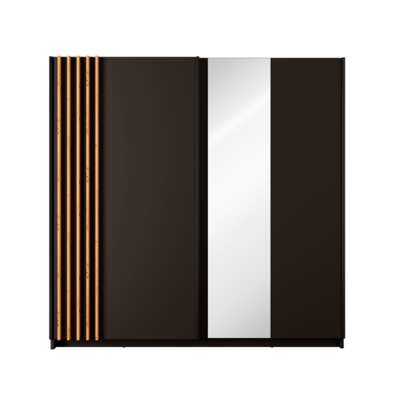Armadio 200x200h Cm 2 Ante Scorrevoli Con Specchio Nero Listelli Rovere Bayadero