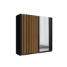 Armadio 200x200h Cm 2 Ante Scorrevoli Con Specchio Nero Listelli Rovere Dalia