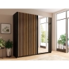Armadio 200x200h Cm 2 Ante Scorrevoli Con Specchio Nero Listelli Rovere Dalia