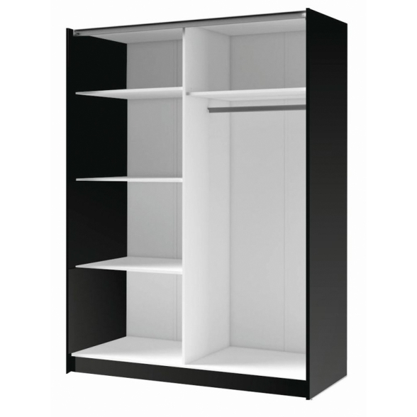 Armadio 200x200h Cm 2 Ante Scorrevoli Con Specchio Nero Listelli Rovere Dalia