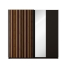 Armadio 200x200h Cm 2 Ante Scorrevoli Con Specchio Nero Listelli Rovere Dalia