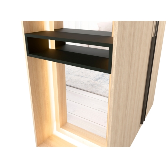 Armadio Ingresso 110x207h Cm 2 Ante Con Specchio Laterale Rovere Barcelona