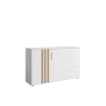 Credenza 120 Cm 2 Ante 3 Cassetti Listelli Rovere Toll Bianco Opaco