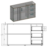 Credenza 120 Cm 2 Ante 3 Cassetti Listelli Rovere Toll Bianco Opaco
