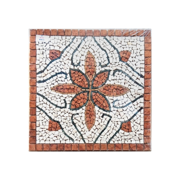 Rosone Per Pavimenti 66x66 In Mosaico Di Marmo Su Rete 66A1 Rosso