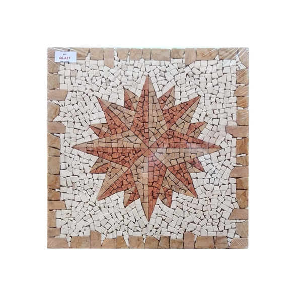 Rosone Per Pavimenti 66x66 In Mosaico Di Marmo Su Rete 66A17 Rosso