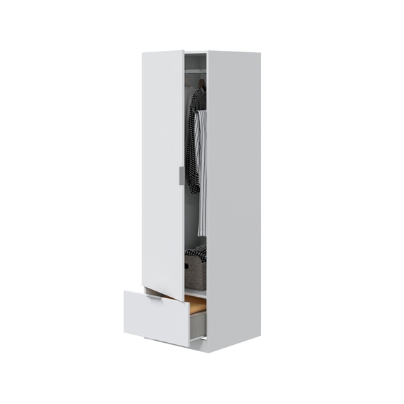 Armadio Guardaroba 1 Anta 1 Cassetto 50x50x170 Simply Bianco
