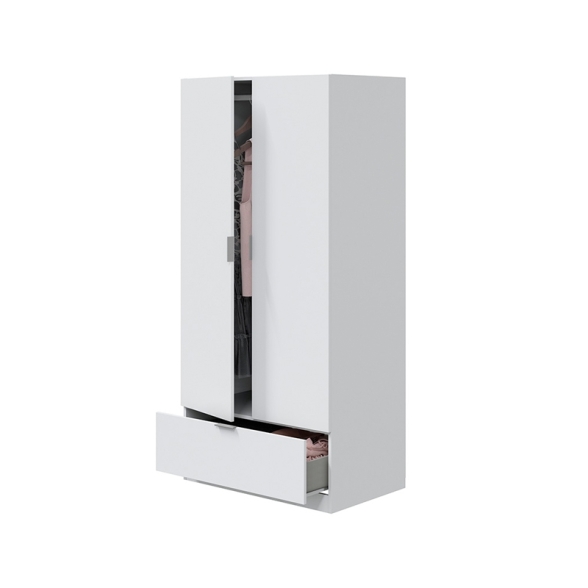 Armadio Guardaroba 2 Ante 1 Cassetto 80x50x170 Simply Bianco
