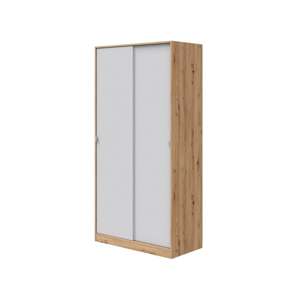 Armadio Guardaroba 2 Ante Scorrevoli 10x50x200 TOP Bianco E Rovere