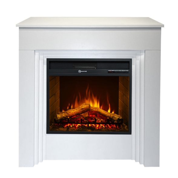 Camino elettrico da terra in legno Bianco BELLINI L96 x P35 x H96 cm