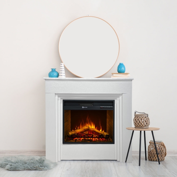 Camino elettrico da terra in legno Bianco BELLINI L96 x P35 x H96 cm