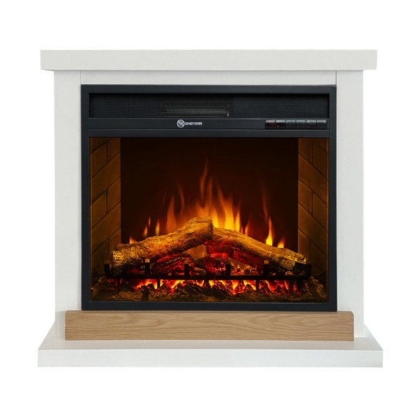 Camino elettrico da terra in legno bianco Stoccolma L75xP28xH70 cm