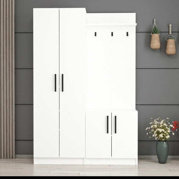 Armadio Ingresso 120x37x180 Con Ganci Appendiabiti Dante Bianco