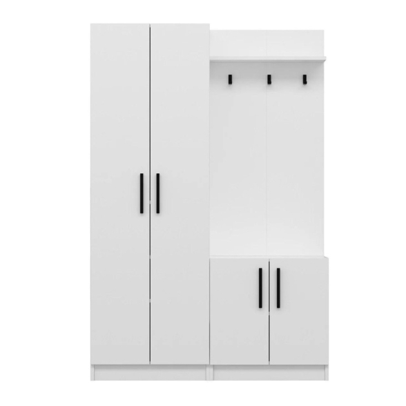 Armadio Ingresso 120x37x180 Con Ganci Appendiabiti Dante Bianco