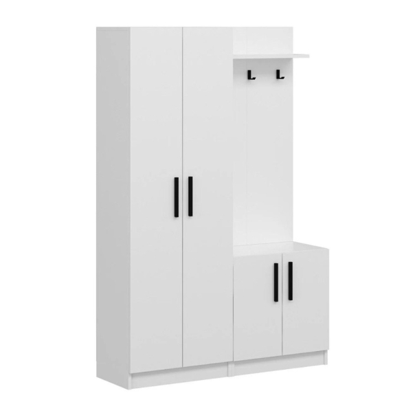 Armadio Ingresso 120x37x180 Con Ganci Appendiabiti Dante Bianco