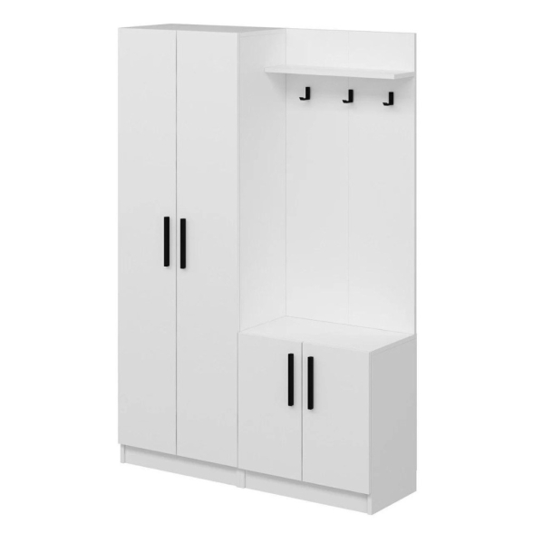 Armadio Ingresso 120x37x180 Con Ganci Appendiabiti Dante Bianco