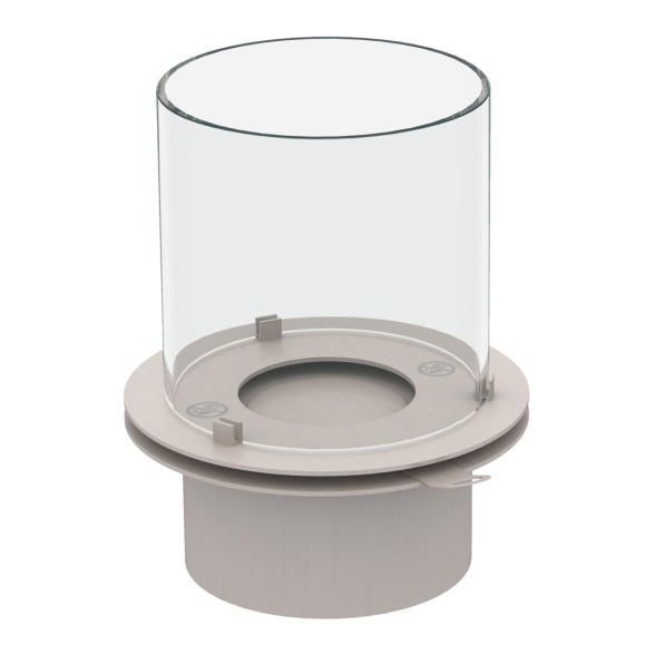 Bruciatore tondo inox con vetro per camino a bioetanolo 1,5 lt d.25