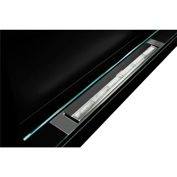 Camino a bioetanolo a parete o incasso Livorno Nero 90x12x40 con vetro