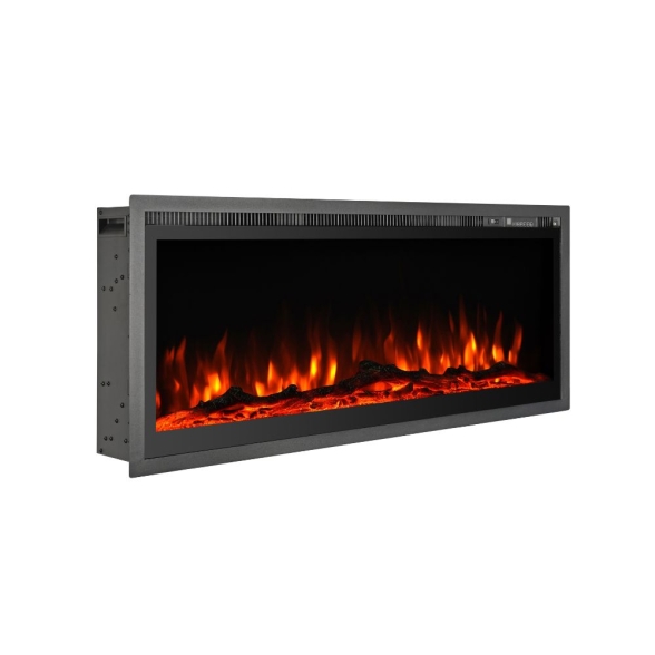 Camino elettrico da parete a incasso frontale CHICAGO130 L127 x P14 x H45 cm