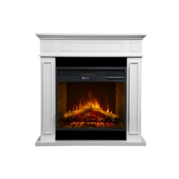 Camino elettrico da terra in legno Bianco JEFFERSON L89,5 x H90,5 x P28 cm