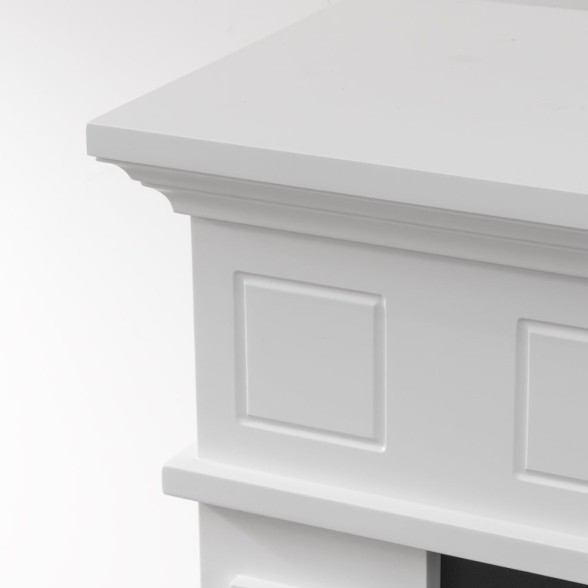 Camino elettrico da terra in legno Bianco JEFFERSON L89,5 x H90,5 x P28 cm