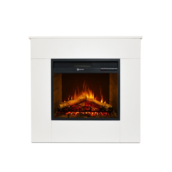 Camino elettrico da terra in legno bianco MICHELANGELO 96x36x90h cm