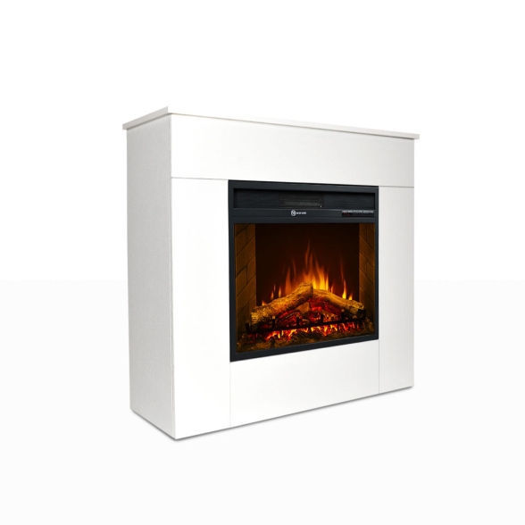 Camino elettrico da terra in legno bianco MICHELANGELO 96x36x90h cm